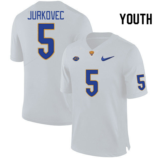 Youth #5 Phil Jurkovec Pitt Panthers College Football Jerseys Stitched Sale-White